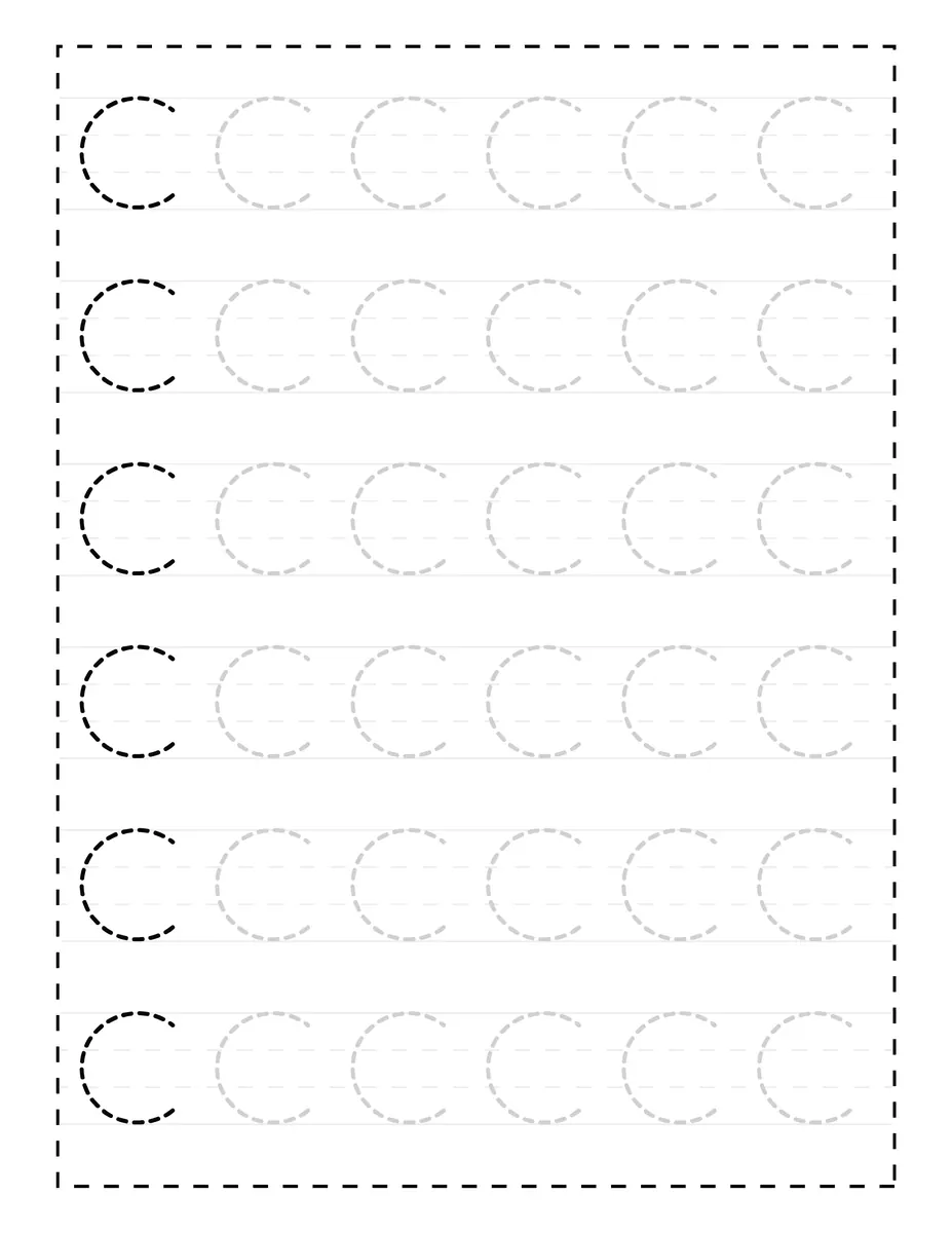 Fiche d'ecriture lettre capitale C a tracer maternelle PS MS a imprimer