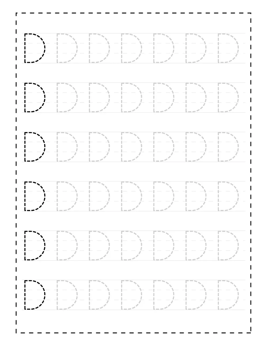Fiche d'ecriture lettre capitale D a tracer maternelle PS MS a imprimer