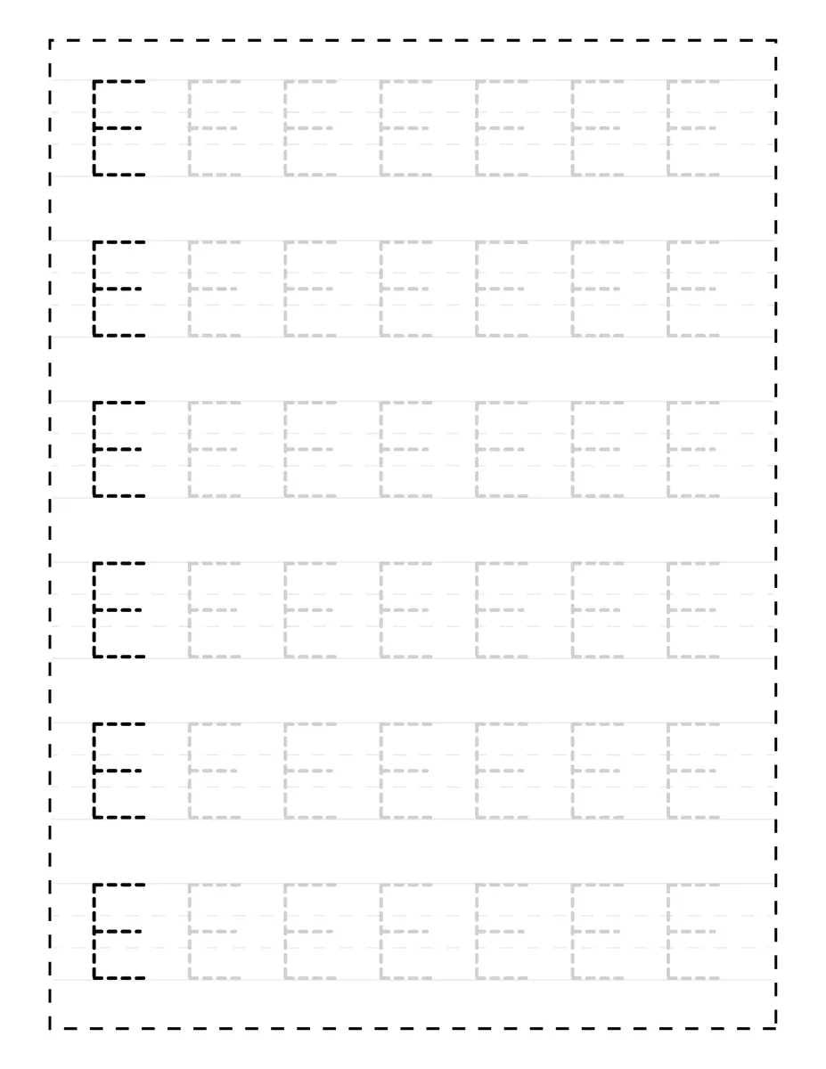 Fiche d'ecriture lettre capitale E a tracer maternelle PS MS a imprimer