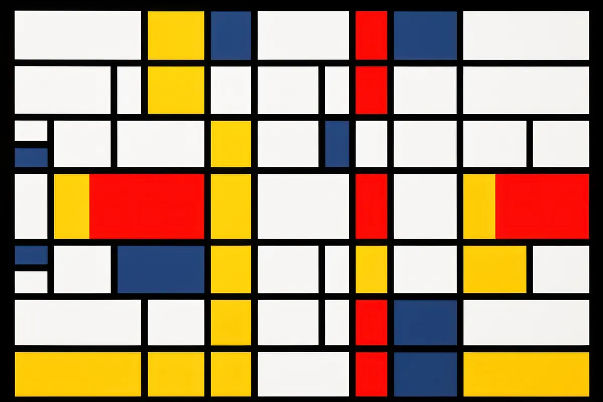 composition Mondrian classique en grille a reproduire