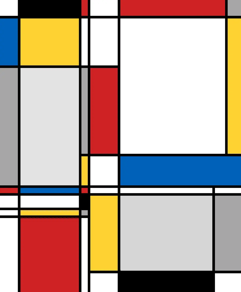 composition Mondrian aux grands aplats de couleurs
