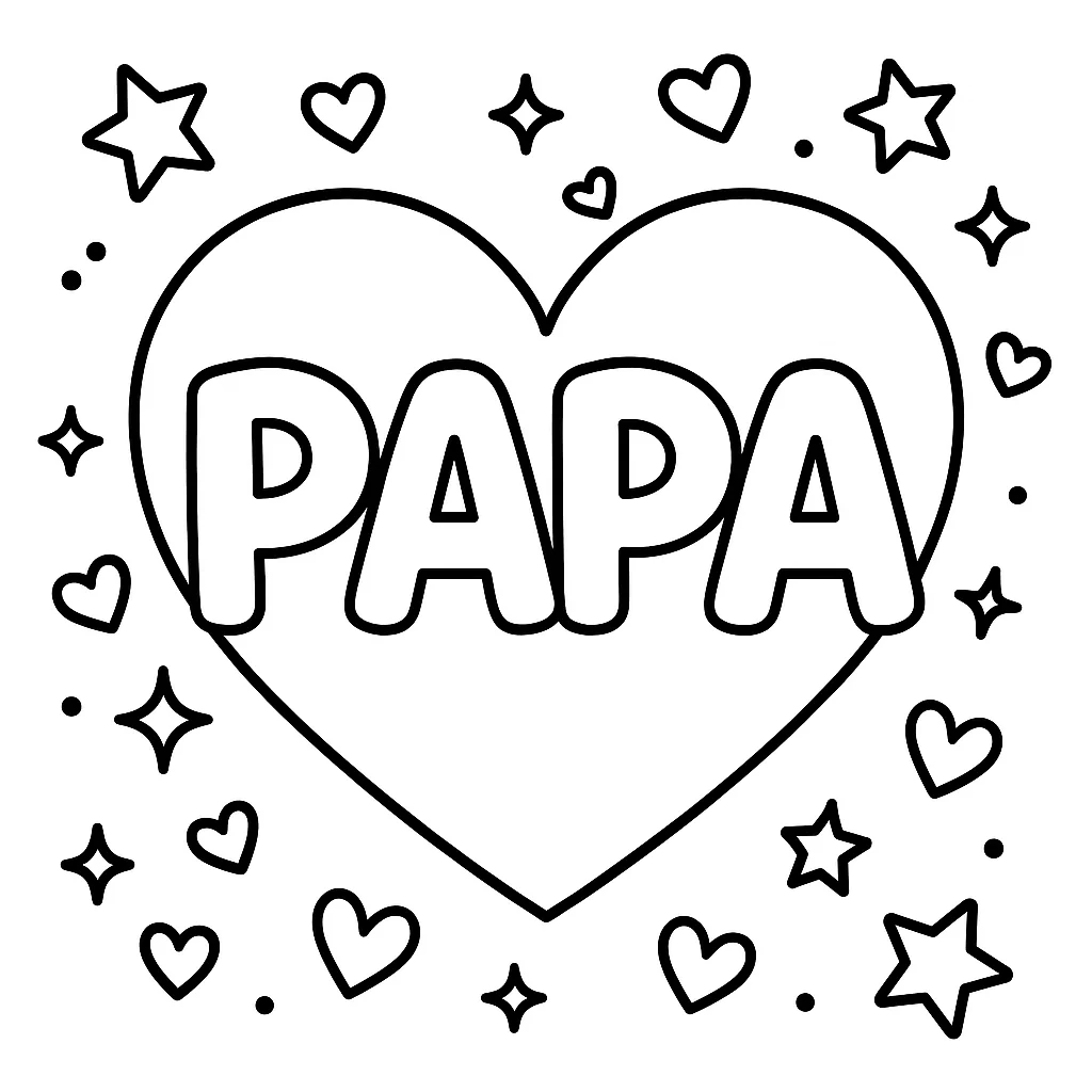 Coloriage PAPA cœur fête des pères à imprimer