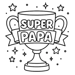 Coloriage SUPER PAPA trophée fête des pères à imprimer