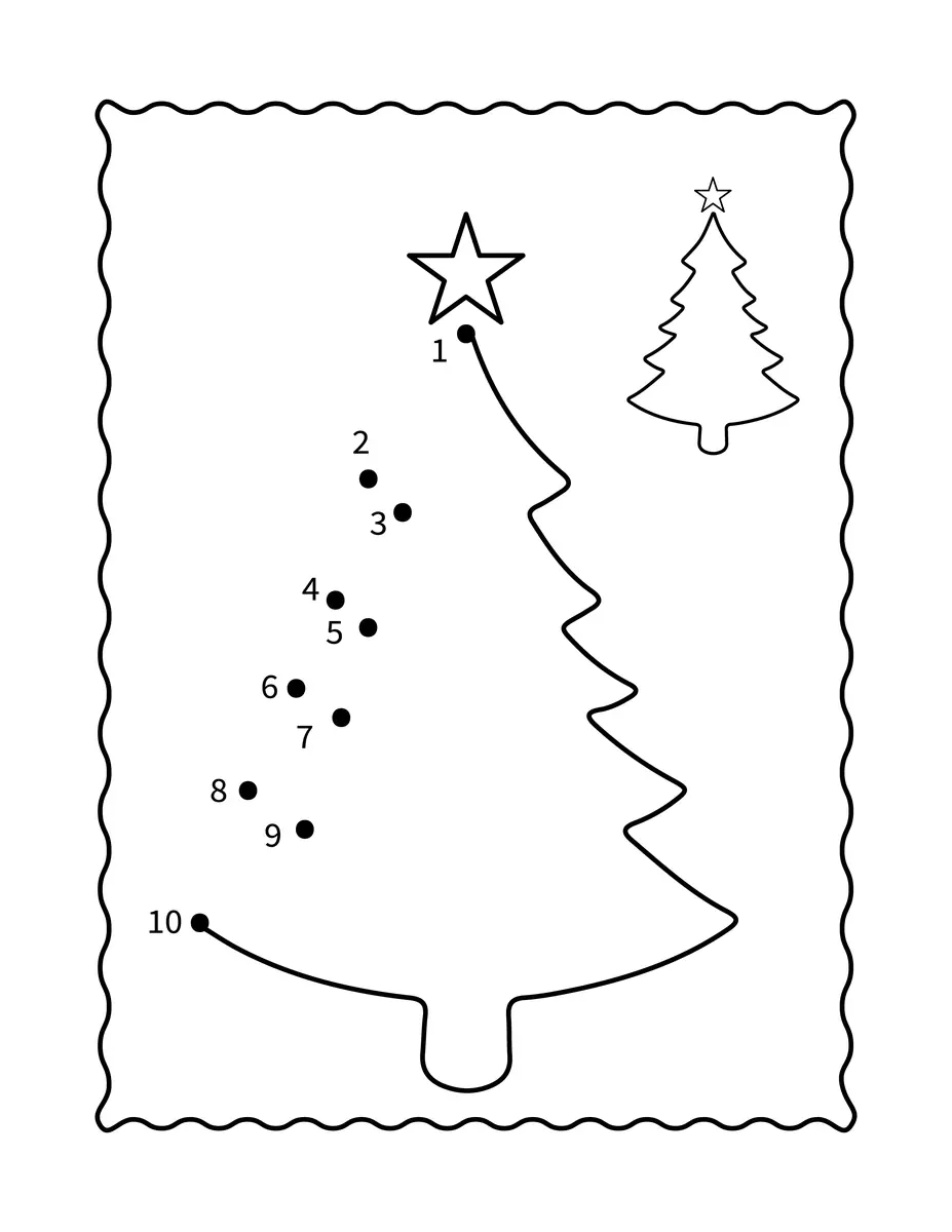 Points à relier de Noël : sapin tout simple de 1 à 10 à imprimer