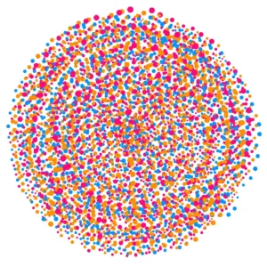 pois multicolores en cercle a la maniere de Kusama