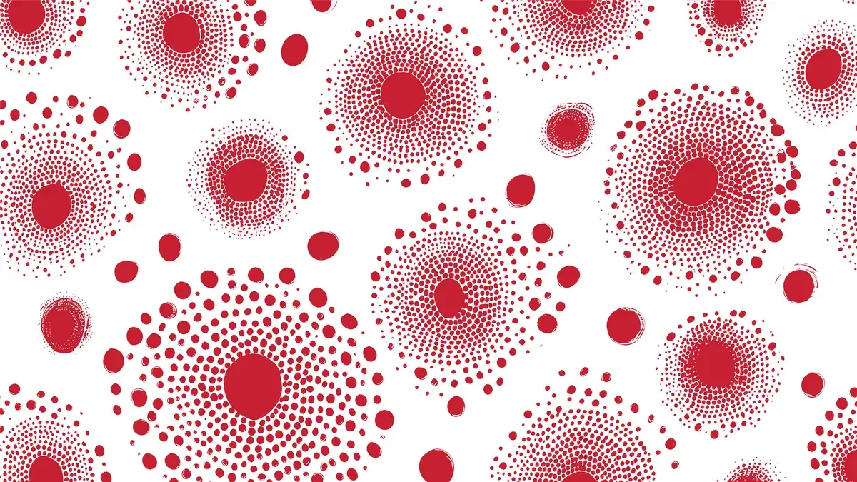 pois rouges organisés en cercles, motif de pois sans fin