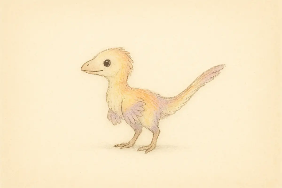 Petit dinosaure à plumes colorées
