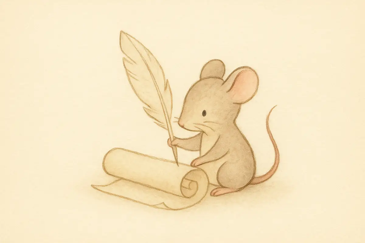Petit animal qui écrit sur un parchemin