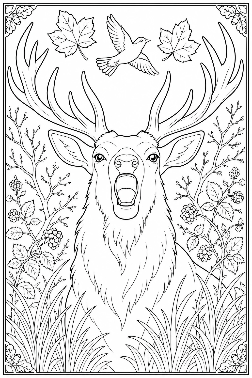 coloriage cerf qui brame à imprimer