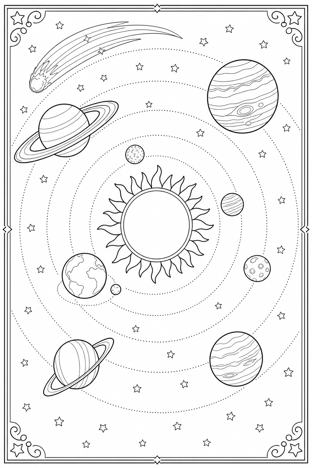 coloriage système solaire complet à imprimer