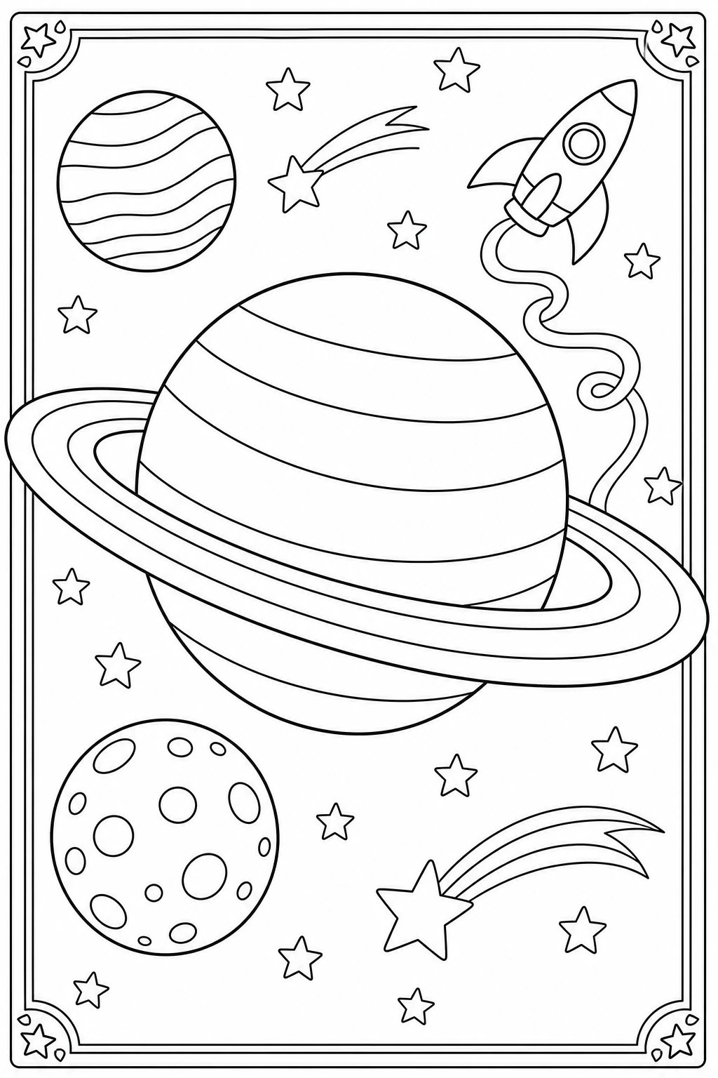coloriage saturne et ses anneaux à imprimer