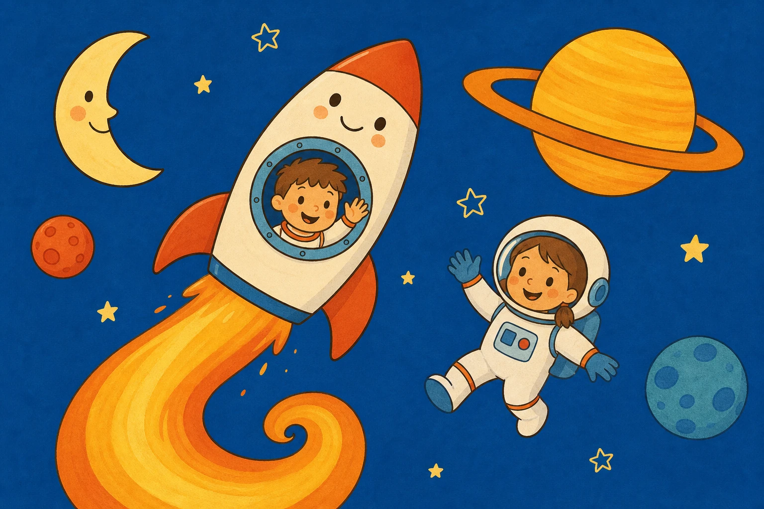 Fusee, astronaute et planetes pour les coloriages espace