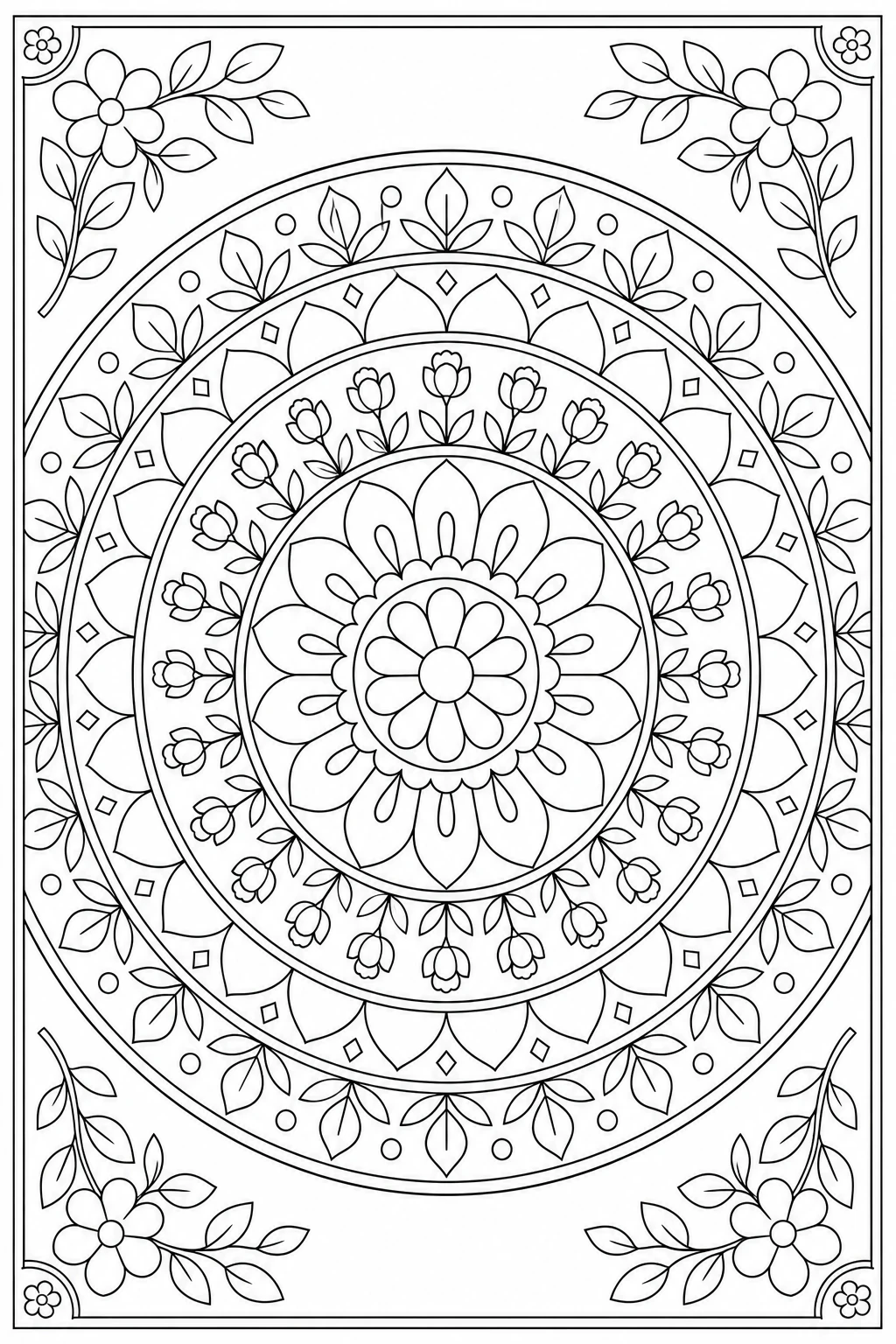 coloriage mandala de fleurs à imprimer