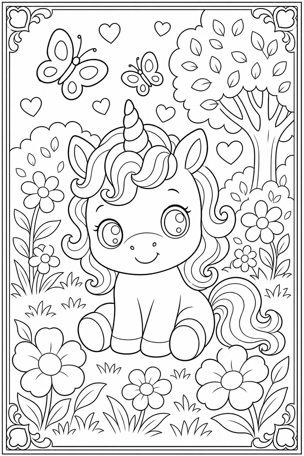 coloriage bébé licorne adorable à imprimer