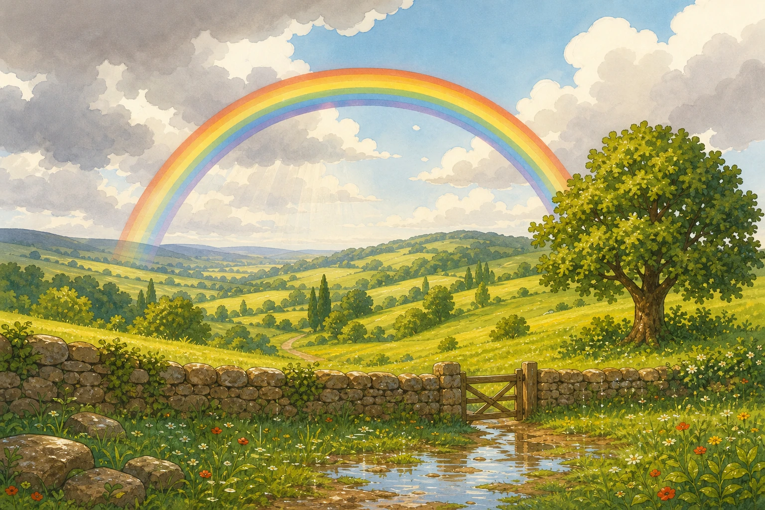 Illustration apres la pluie arc en ciel