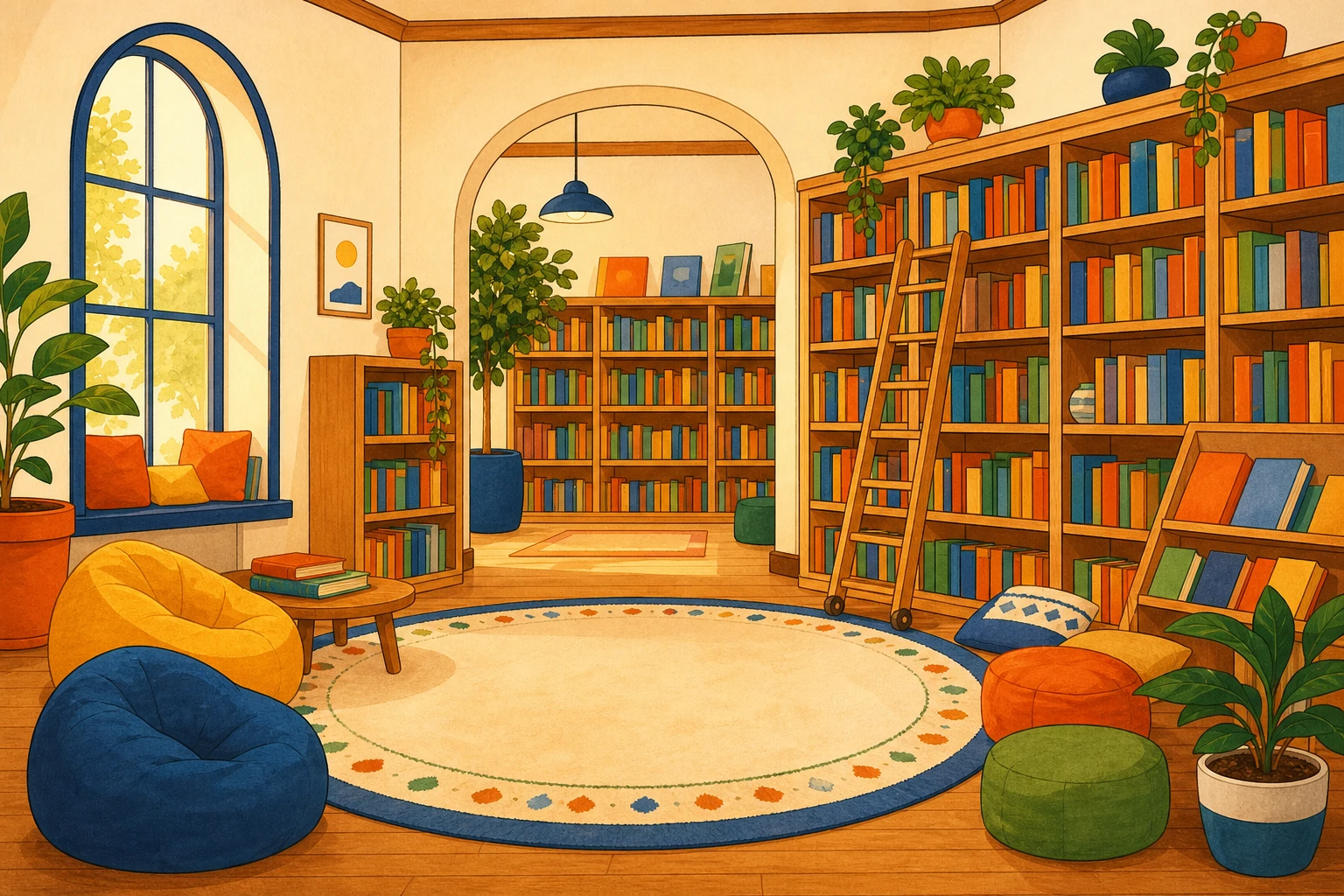 Illustration bibliotheque ecole