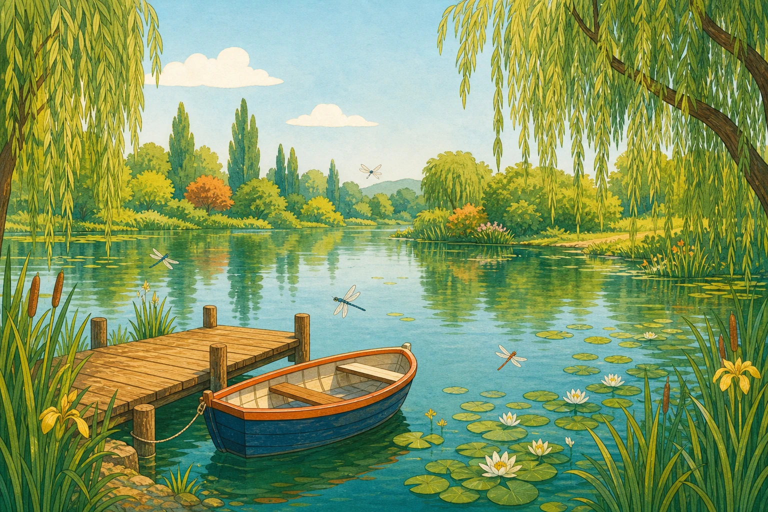 Illustration bord etang