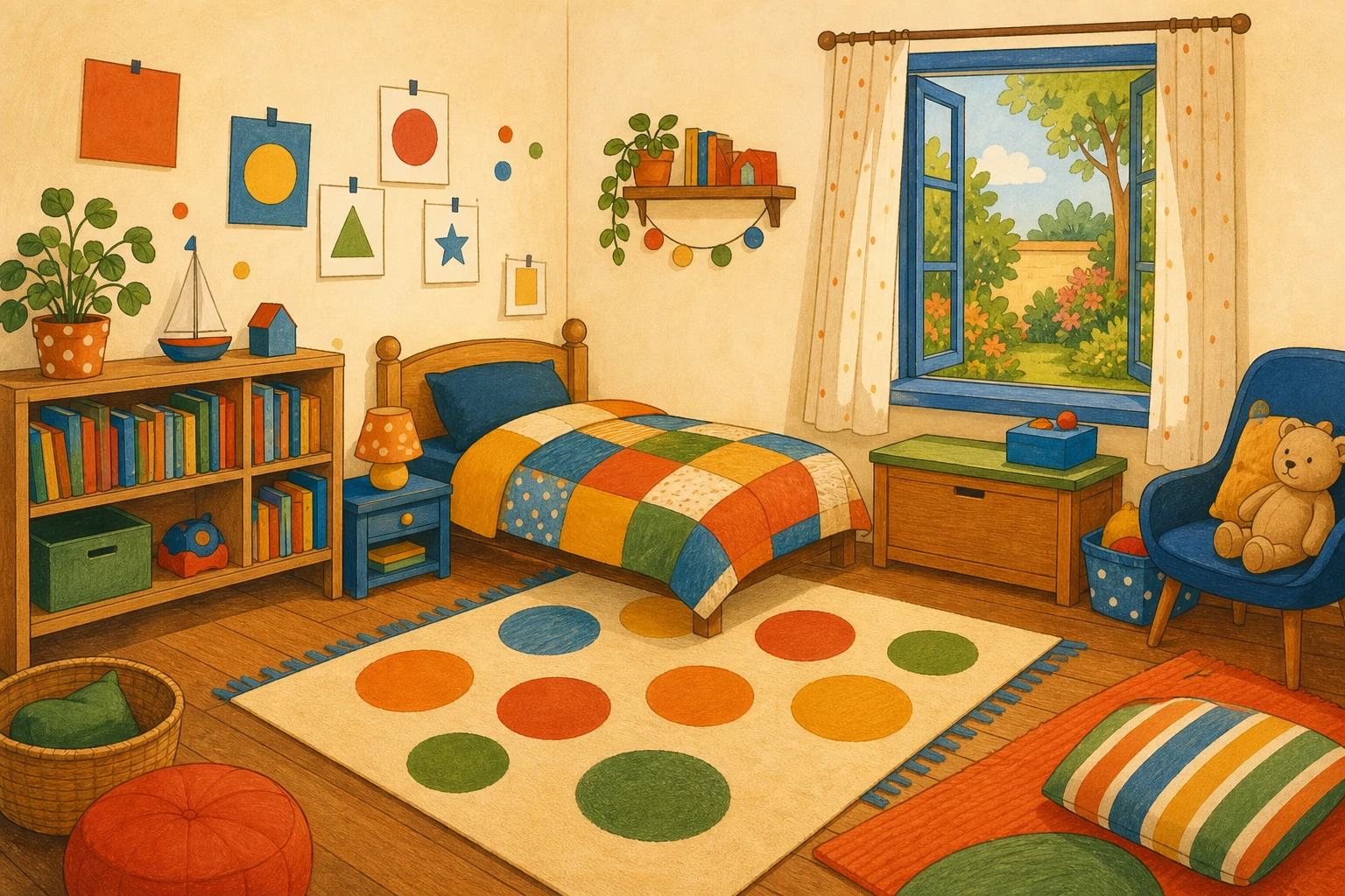 Illustration chambre enfant coloree