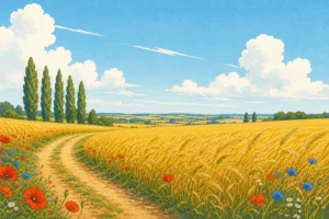 Illustration champ ble ete