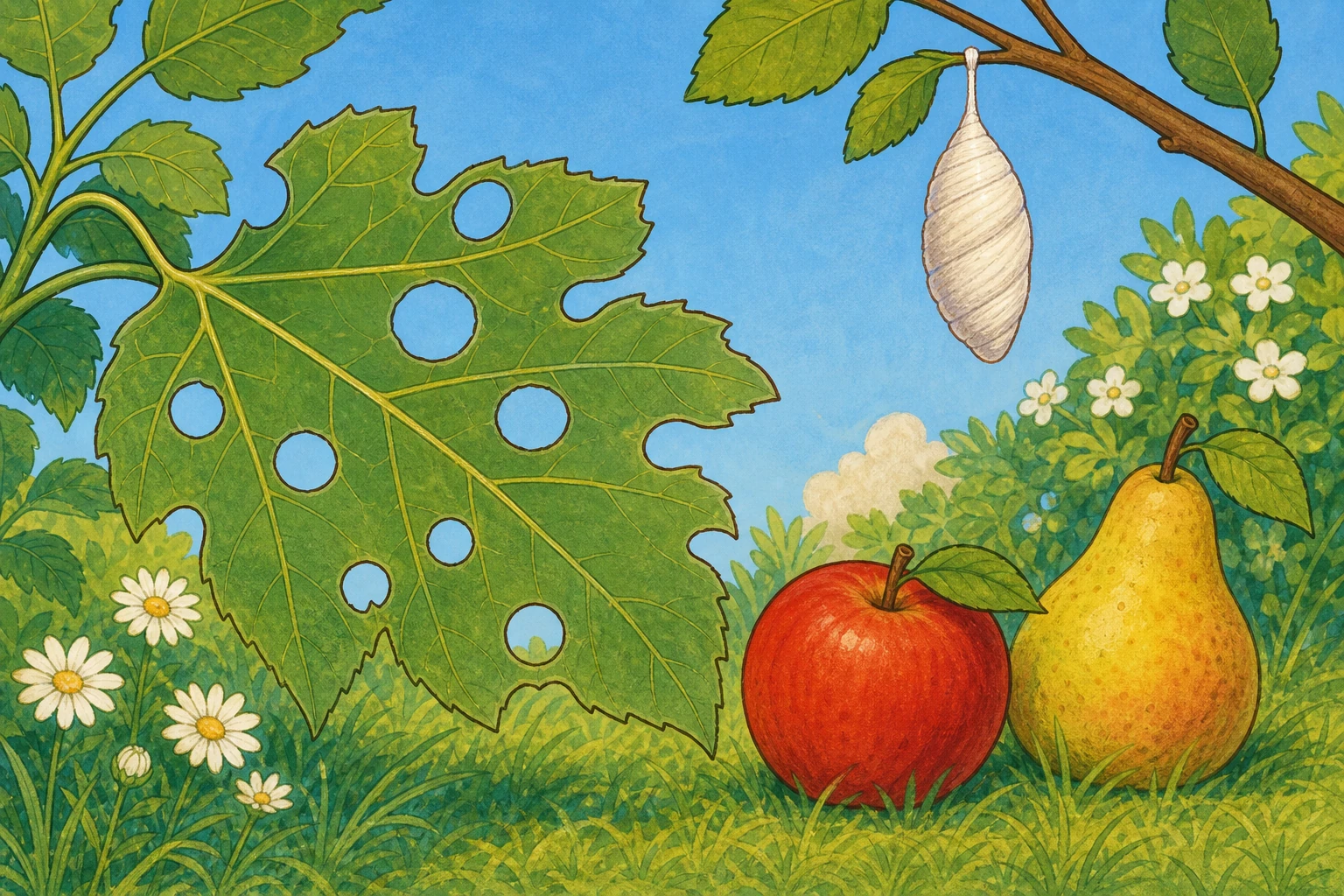 Illustration chenille album nature