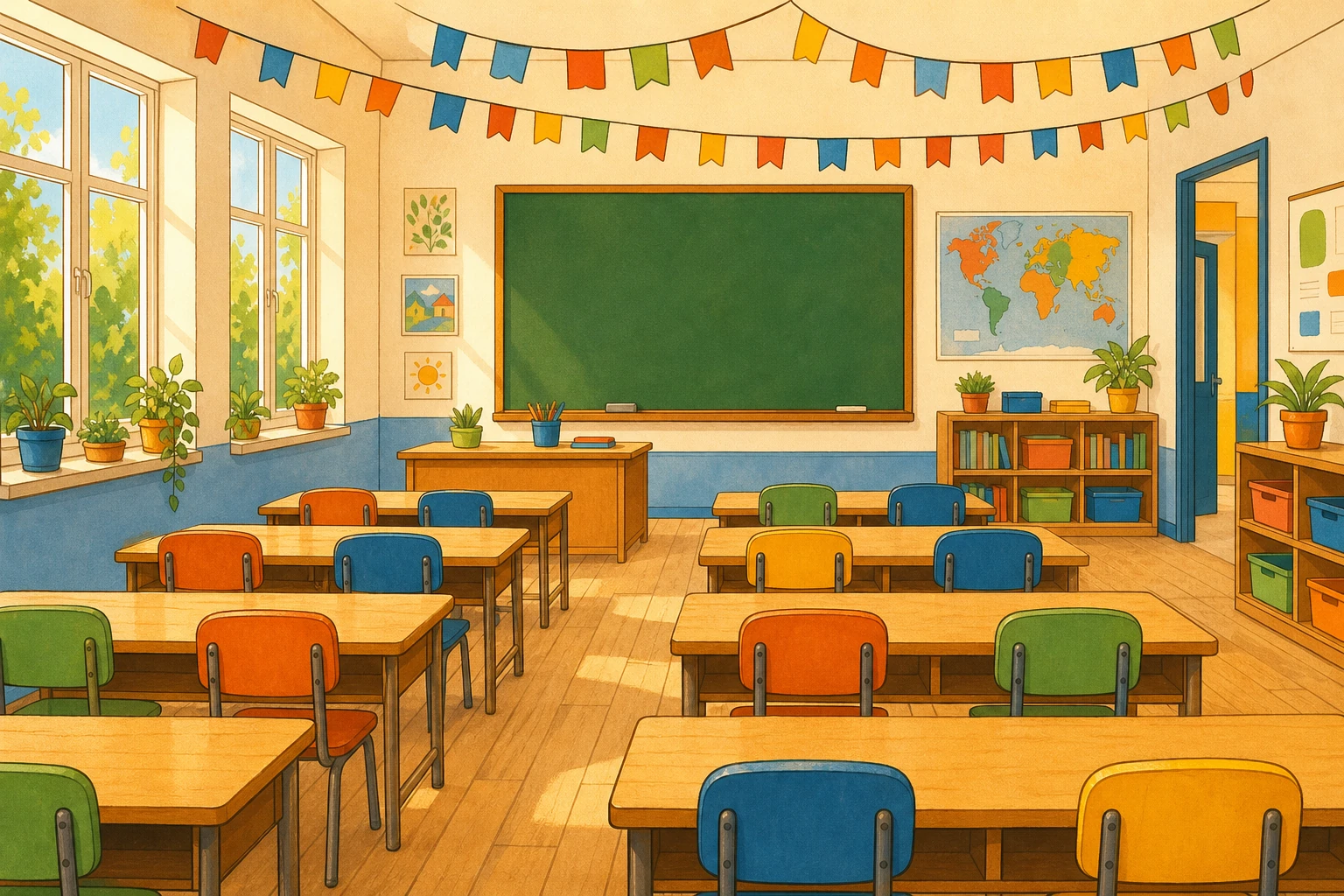 Illustration classe vide lumineuse