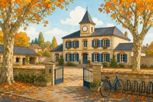Illustration ecole facade automne