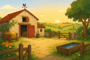 Illustration ferme cour