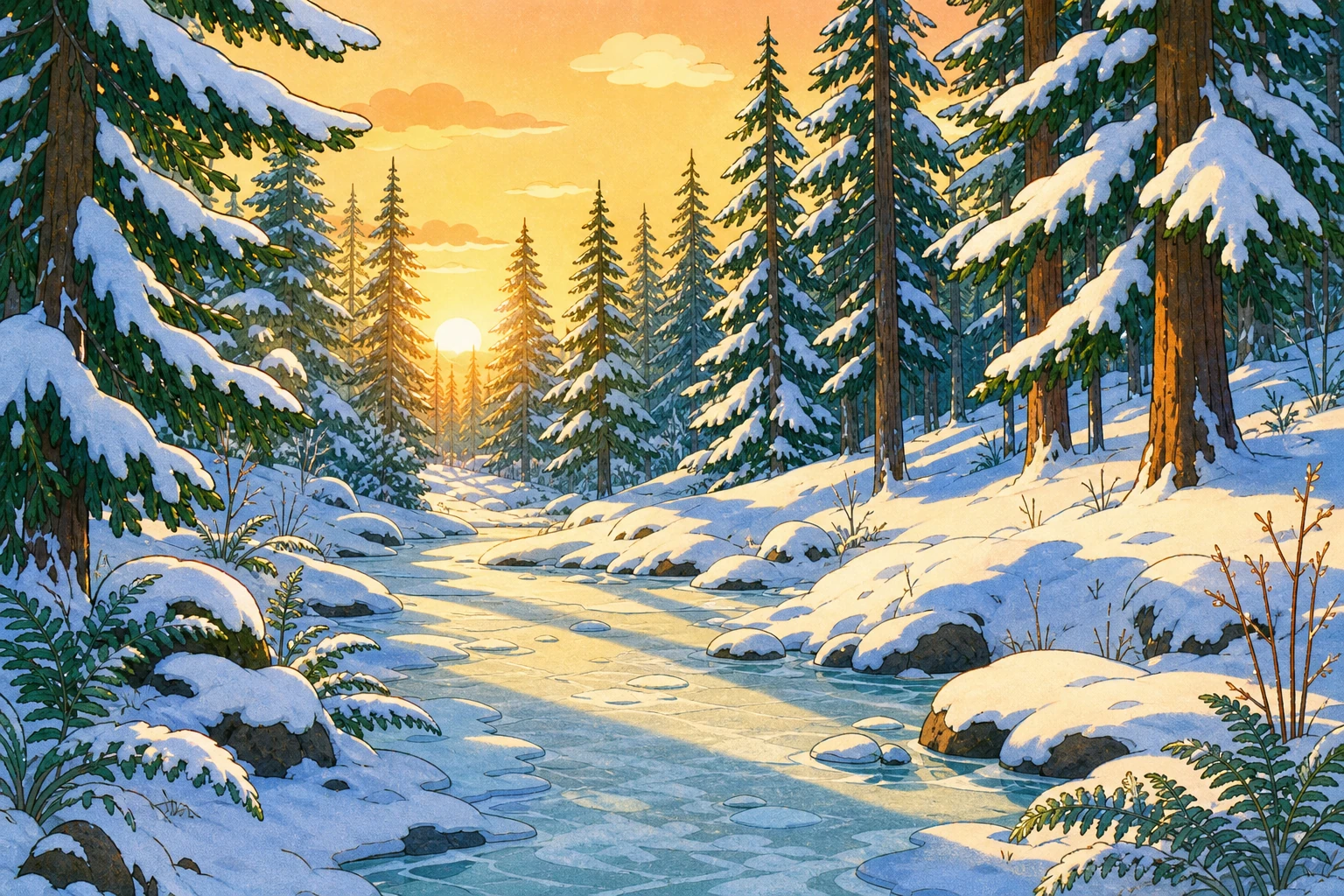 Illustration foret enneigee