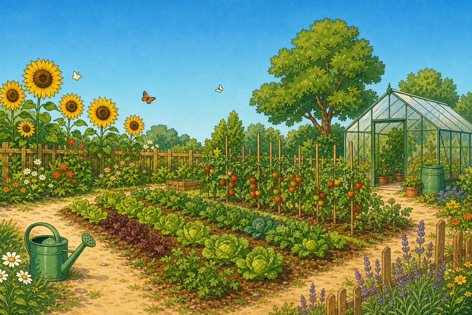 Illustration jardin potager ete