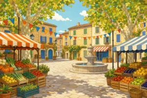 Illustration marche village