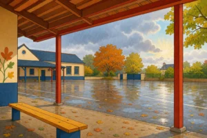 Illustration prau sous la pluie
