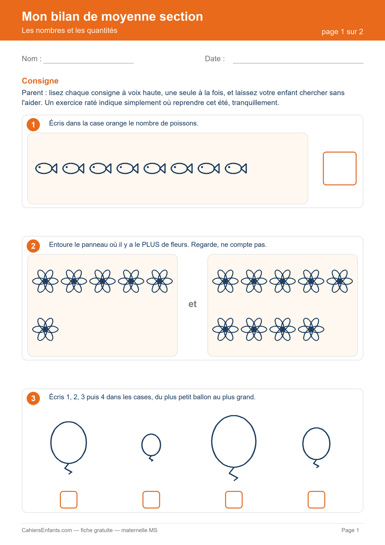 Mon bilan de moyenne section — page 1