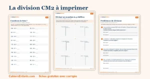 Division CM2 : exercices à imprimer, 8 fiches avec corrigés