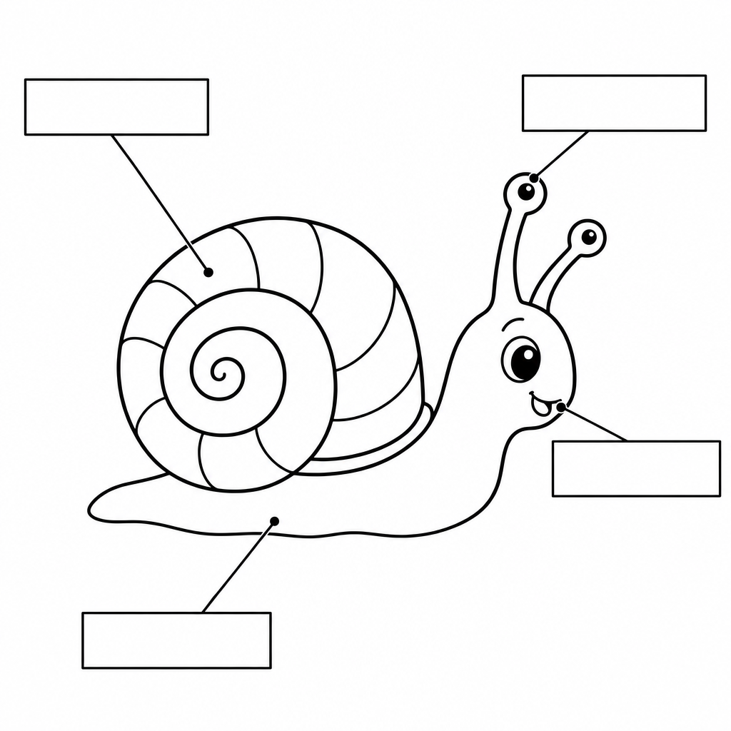 Légender les parties de l'escargot à imprimer