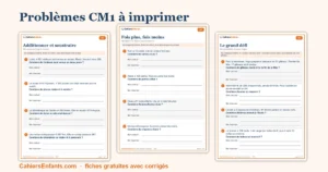 Fiches de problèmes mathématiques CM1 à imprimer avec corrigés