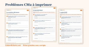 Fiches de problèmes mathématiques CM2 à imprimer avec corrigés