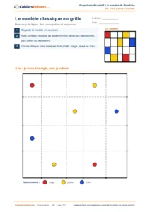 Fiche Mondrian maternelle : le modèle classique en grille à tracer à la règle et à colorier