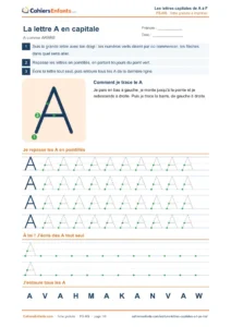 Lettres capitales A à F à tracer PDF : 6 fiches d'écriture maternelle PS MS
