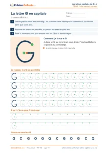 Lettres capitales G à L à tracer PDF : 6 fiches d'écriture maternelle PS MS