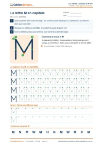 Lettres capitales M à R à tracer PDF : 6 fiches d'écriture maternelle PS MS