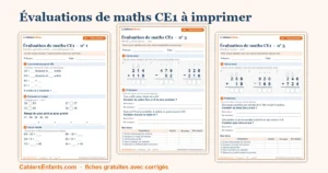 Évaluation maths CE1 : 5 bilans à imprimer avec corrigés