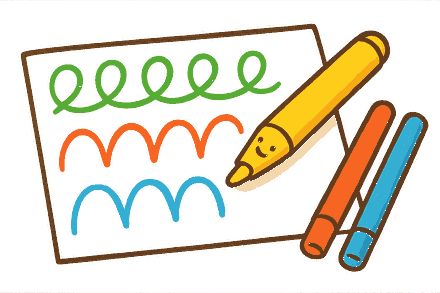 Une fiche de graphisme maternelle et des feutres de couleur