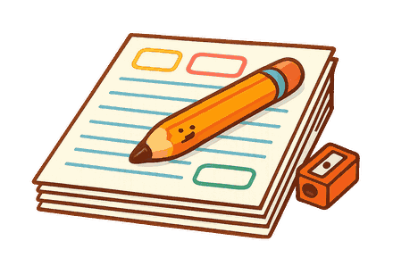 Une pile de fiches d'exercices imprimées avec un crayon posé dessus