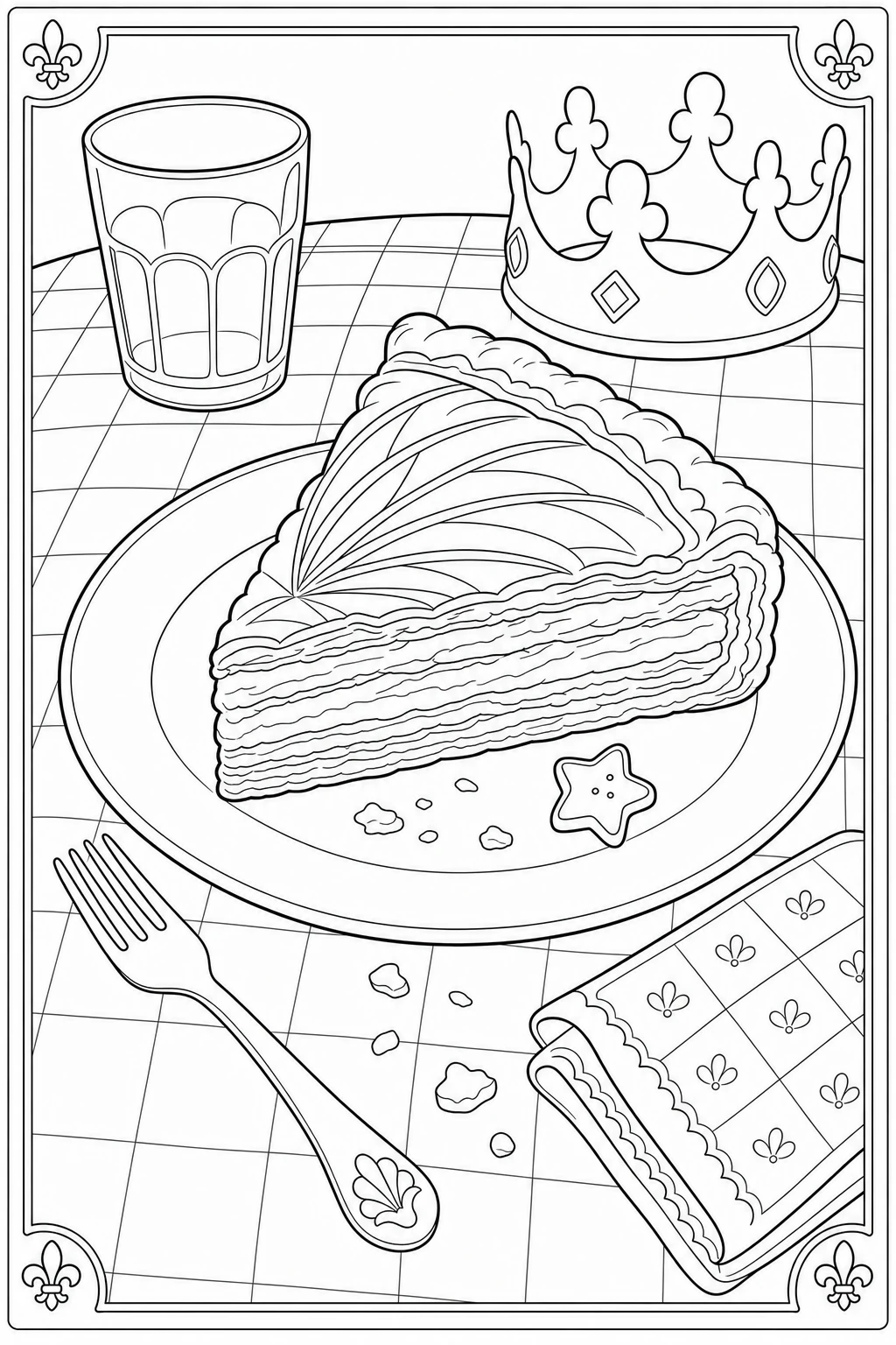 Coloriage part de galette des rois avec la fève à imprimer pour la maternelle