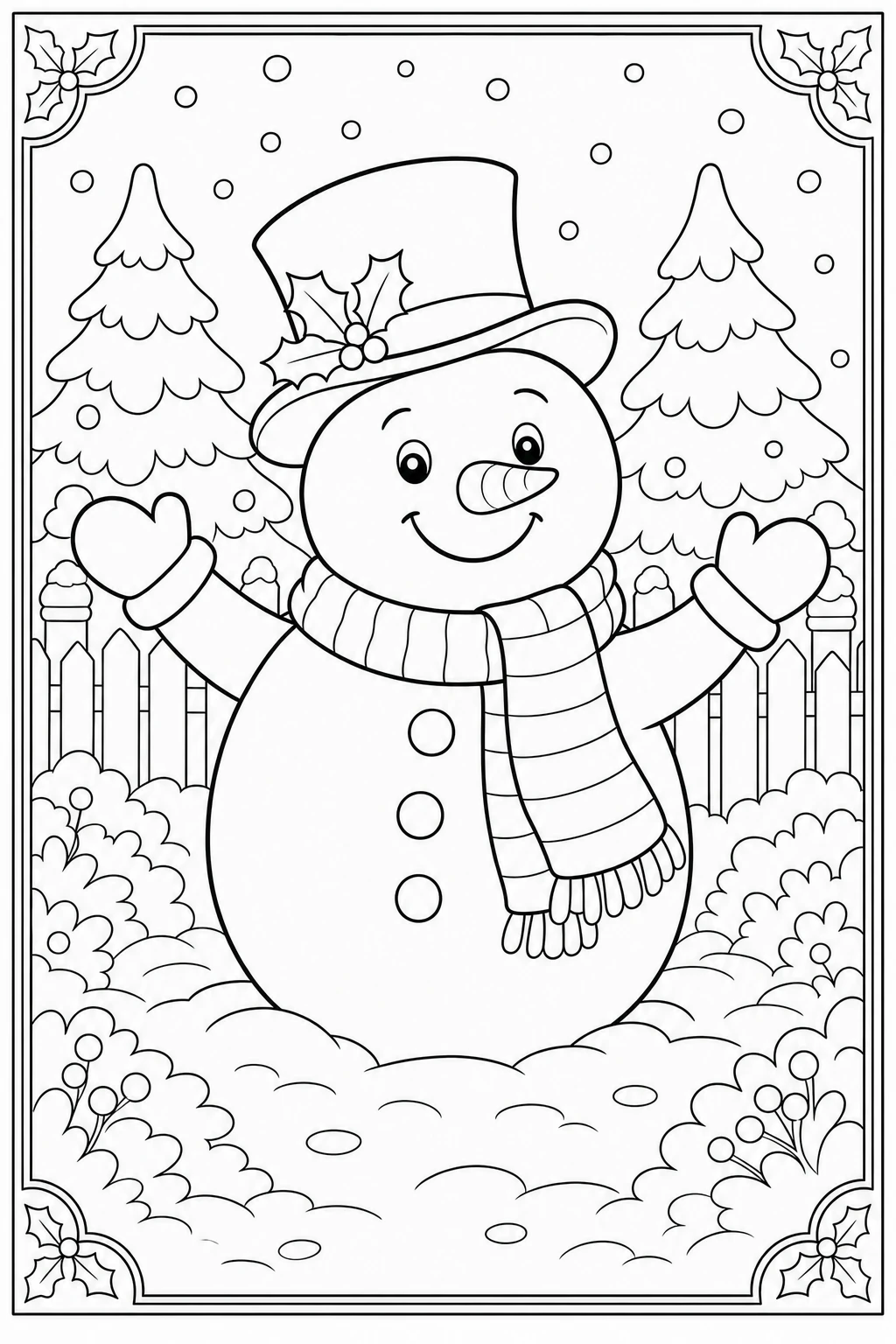 Coloriage bonhomme de neige facile à imprimer pour la maternelle