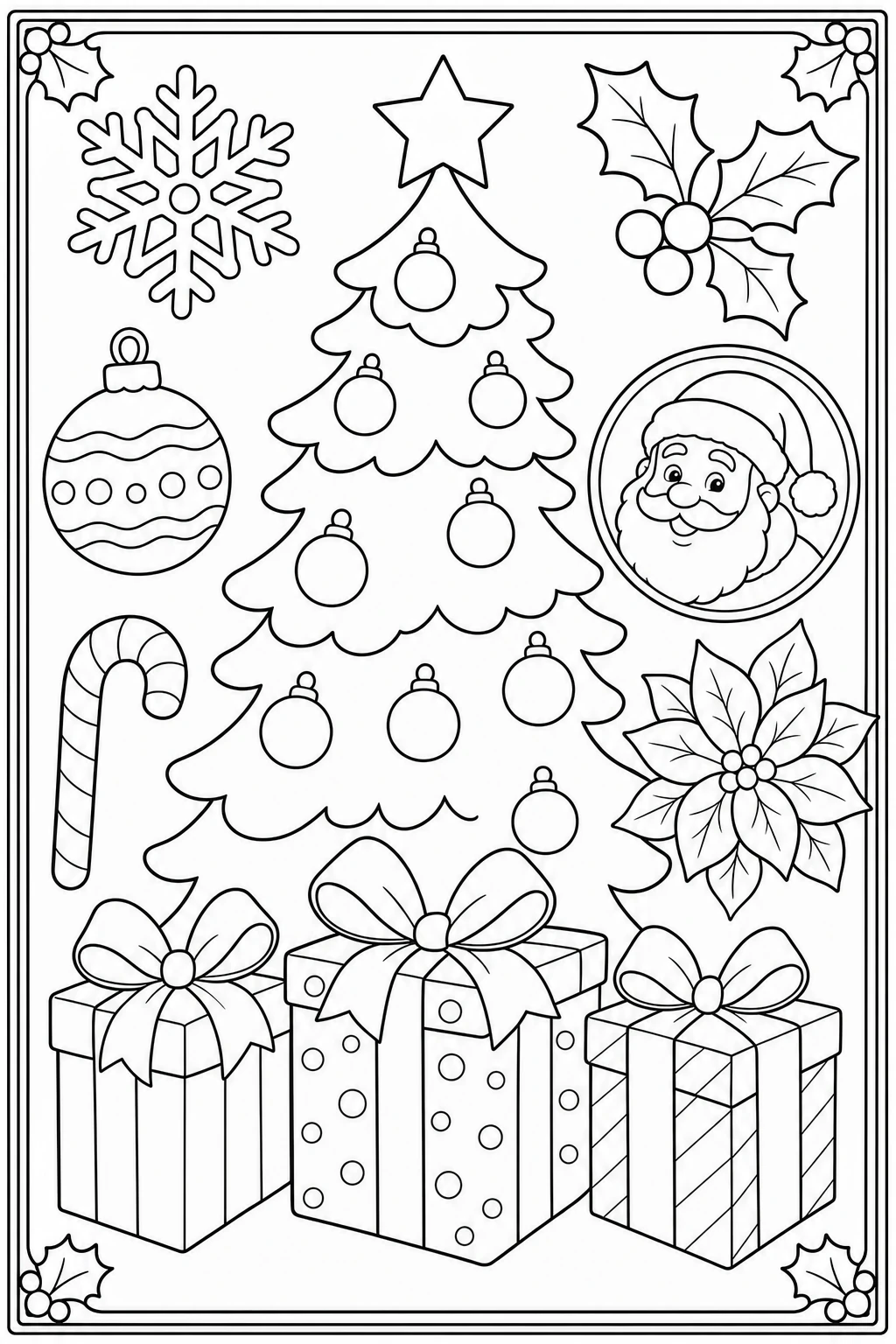 Coloriage sapin de Noël et décorations à imprimer pour la maternelle