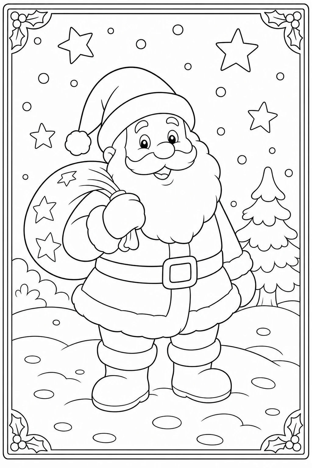 Coloriage Père Noël facile à imprimer pour la petite section