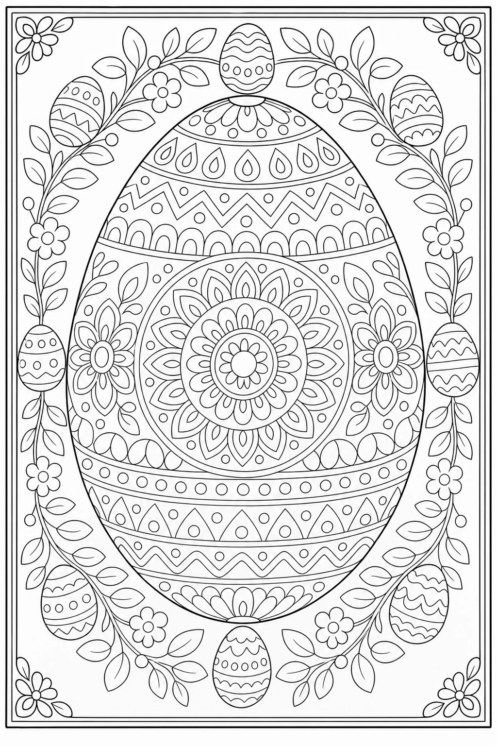 Coloriage œuf de Pâques en mandala à imprimer pour le CE1