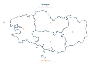 Carte de la Bretagne à imprimer : les 4 départements