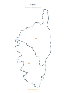Carte de la Corse à imprimer : les 2 départements